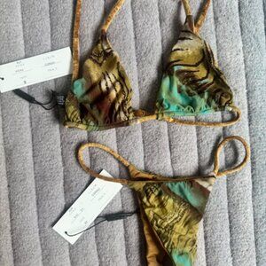 Indah Viera Top & Bibi Bottom Biki - Congo/Tan (Reversable) - Size XS/S - NWT!